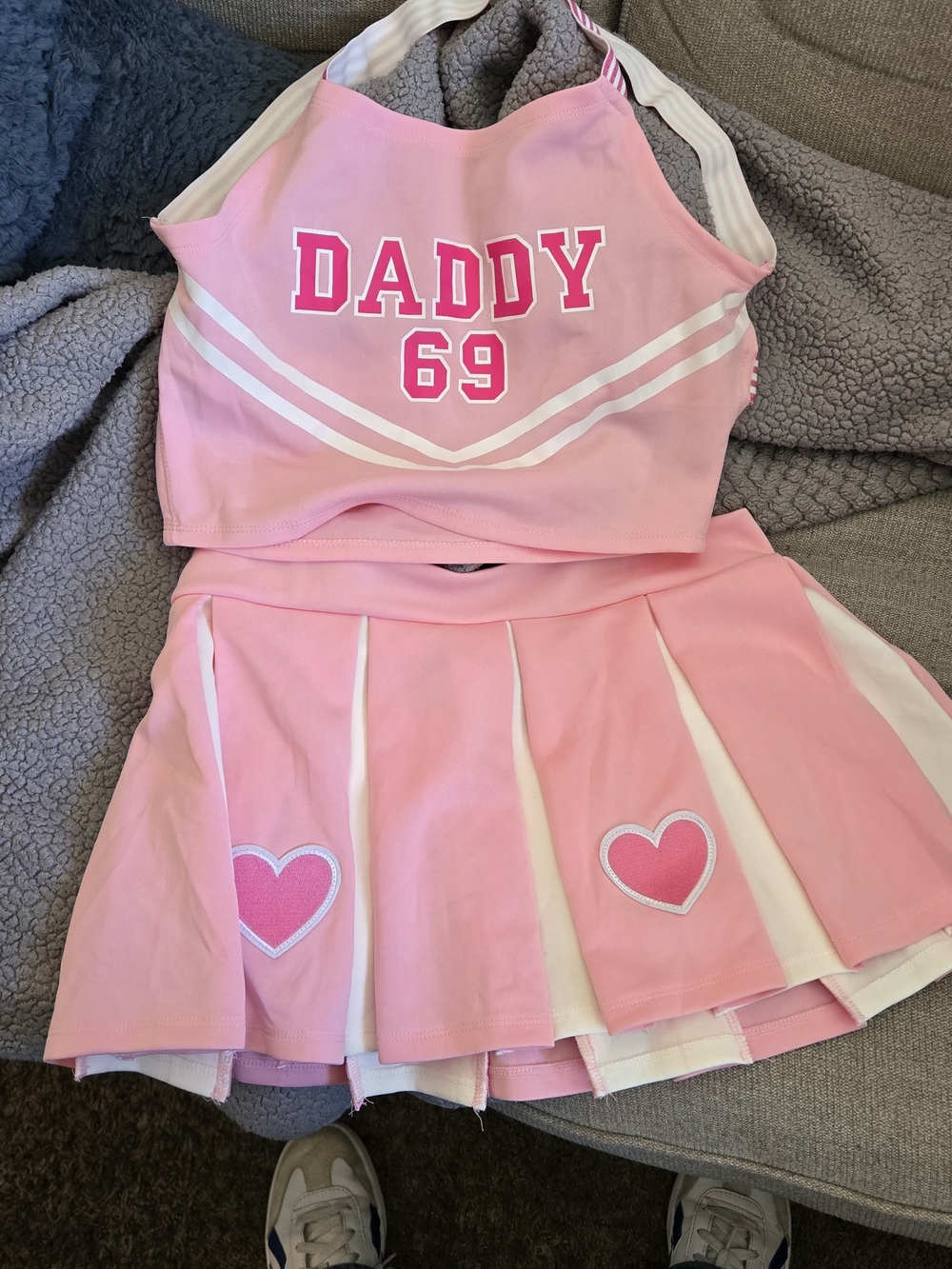 Pink Heart Pleated Mini Skirt - Cheer Style